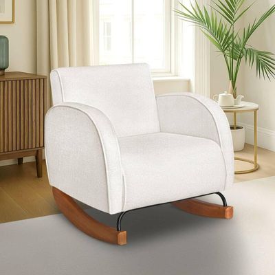 Poltrona Com Base Balanço Em Tecido Bouclé Cindy – Lucadi Off White