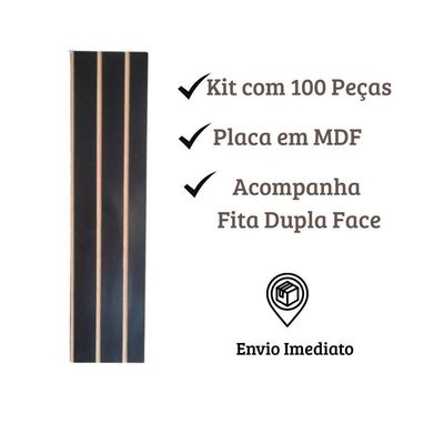Kit Revestimento Ripado 100 Placas Adesiva 45 X 11 Cm Em Mdf Preto
