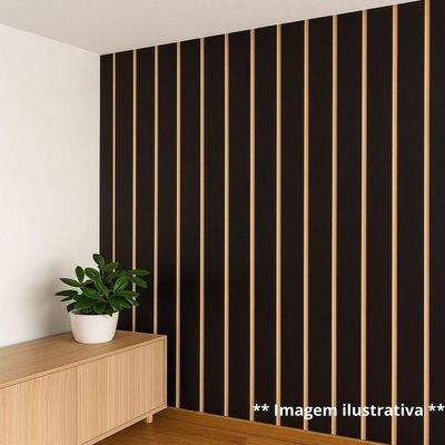 Kit Revestimento Ripado 100 Placas Adesiva 45 X 11 Cm Em Mdf Preto