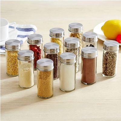 Porta Temperos Com Suporte Inox 12 Frascos De Vidro Com Base Rotatória Para Cozinha
