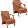 Kit 2 Poltrona Venus 1 Lugar Braço Madeira Maciça Tecido Suede Unidecor Terracota