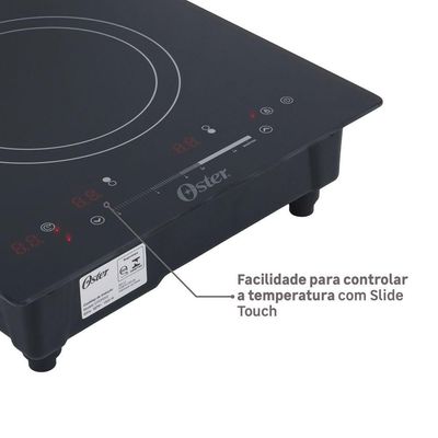 Cooktop 2 Bocas Indução Com Painel Touch Vidro Preto 2 Em 1 OTOP202 Oster 220V