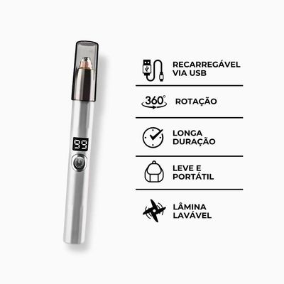 Caneta Depiladora Aparadora Facial Elétrico - Branco