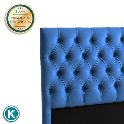 Cabeceira Estofada King Luna Nature Veludo Azul 193x136
