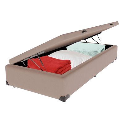 Cama Box Baú Solteirão Bege V-store 96x203x44