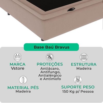 Cama Box Baú Solteirão Bege V-store 96x203x44