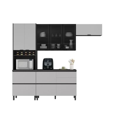 Cozinha Completa Itatiaia Lumina 270cm Em Madeira Mdf Grafite-fendi