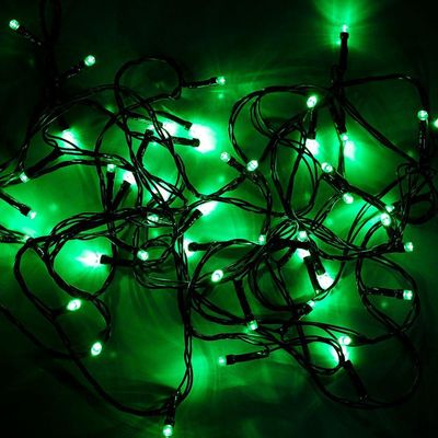 Cordão Com 50 Lampadas De Led Formato Pequena Gota 5 Metros Fio Verde Escuro Cores Verde