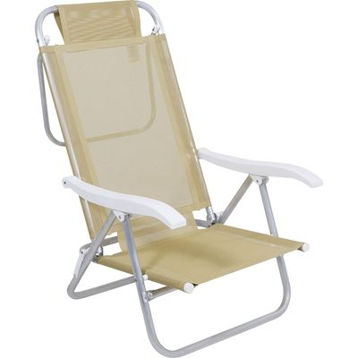 Cadeira de Praia Reclinável Sunny em Alumínio Bege Bel Único