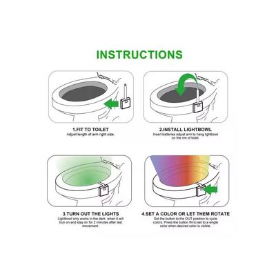 Luminaria Com Sensor De Presenca Para Vaso Sanitario Luz Movimento Privada Criança Led 8 Cores Noturna Banheiro