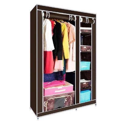 Cabideiro Organizador Portatil 4 Prateleiras Compacto Arara Closet Praia Quarto Brecho Marrom