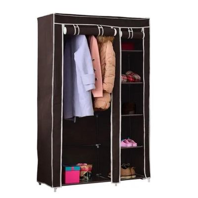 Cabideiro Organizador Portatil 4 Prateleiras Compacto Arara Closet Praia Quarto Brecho Marrom