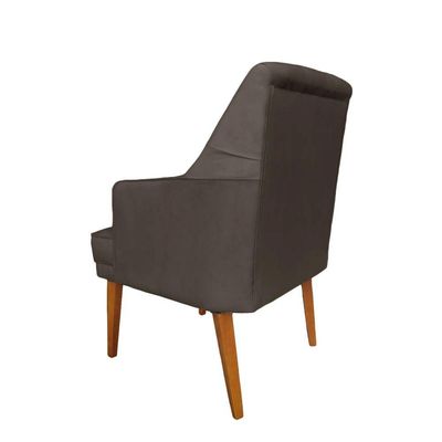 Cadeira Poltrona Decorativa Paris Sala De Jantar Recepção Retro Com Braça Suede Marrom Lar Móveis E Decoração