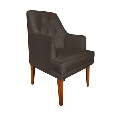 Cadeira Poltrona Decorativa Paris Sala De Jantar Recepção Retro Com Braça Suede Marrom Lar Móveis E Decoração