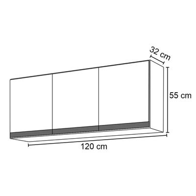 Armario Aéreo Geladeira 120cm Andréia 2 Portas Ajl Móveis Preto