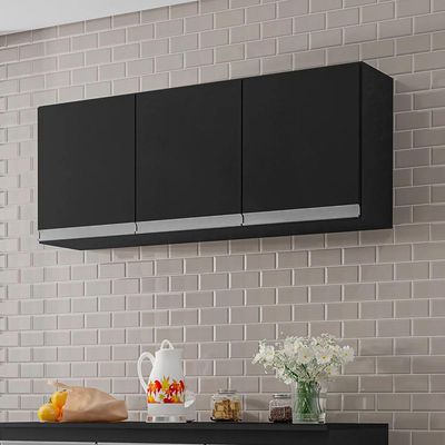 Armario Aéreo Geladeira 120cm Andréia 2 Portas Ajl Móveis Preto