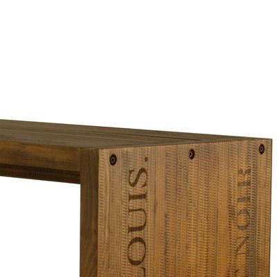 Balcão para Cozinha Flauer com Gravura Madeira Maciça Rustic Brown - Gran Belo