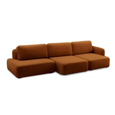 Sofá Decorativo Santiago 6 Lugares 372cm Sala de Estar Retrátil Modulado Bouclê Terracota G89 - Gran Belo