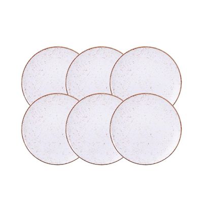 Kit Prato Raso Tramontina Rústico Marrom em Porcelana Decorada 28 cm 06 Peças