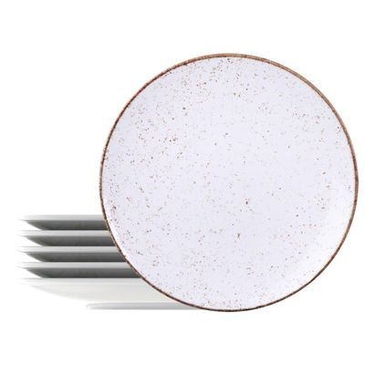 Kit Prato Raso Tramontina Rústico Marrom em Porcelana Decorada 28 cm 06 Peças