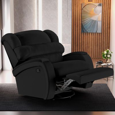 Poltrona do Papai Sala de Cinema Reclinável Kylie Glider Manual Giratória Massagem USB PU Preto G23