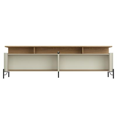 Rack Para Sala de Estar TV 75 Pol 4 Portas Brise 180cm Pés Preto Clio I03 Louro Luna - Lyam