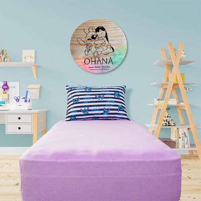 Jogo de Cama Portallar Solteiro Malha Mista Disney Stitch Listras 2 Pçs Lavanda
