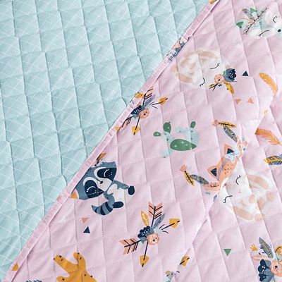 Kit Cobre Leito Colcha Solteiro Infantil Lutti Dupla Face 200 Fios 2 Peças Raposa Foxy Rosa