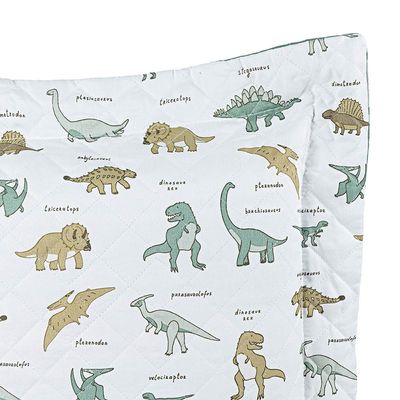 Kit Cobre Leito Colcha Solteiro Infantil Lutti Dupla Face 200 Fios 2 Peças Dinossauro Verde