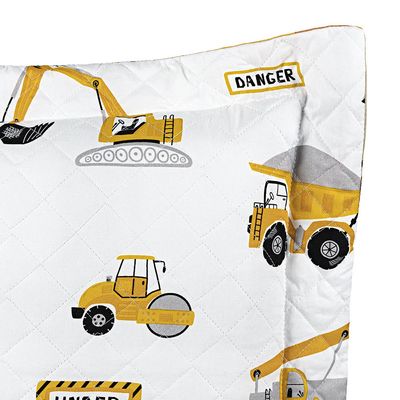 Kit Cobre Leito Colcha Solteiro Infantil Lutti Dupla Face 200 Fios 2 Peças Trator Caminhão Branco