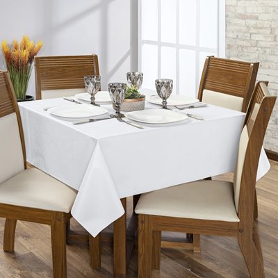 Toalha de Mesa 4 Lugares Térmica Impermeável 1,40 m x 1,40 m 100% Policloreto de Vinila - Branca