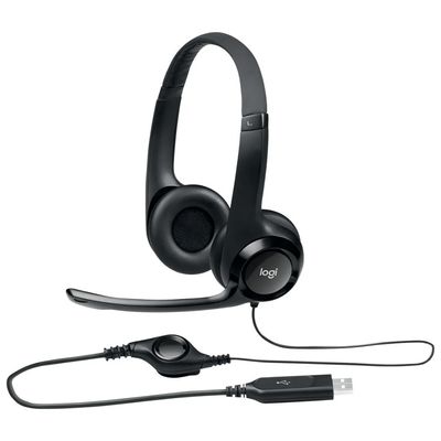 Headset Gamer USB Logitech Preto H390 Com Microfone Flexível