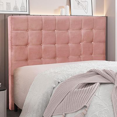 Cabeceira Decorativa Casal 1,40M Tropea Veludo Rosa - Gran Belo