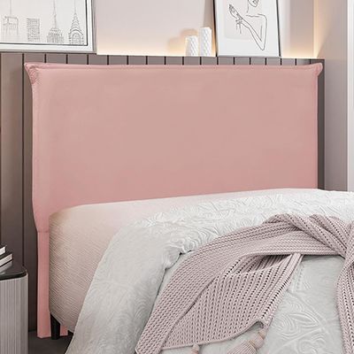 Cabeceira Decorativa Casal 1,40M Trento Veludo Rosa - Gran Belo