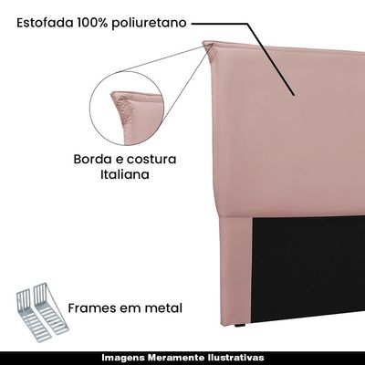 Cabeceira Decorativa Casal 1,40M Trento Veludo Rosa - Gran Belo
