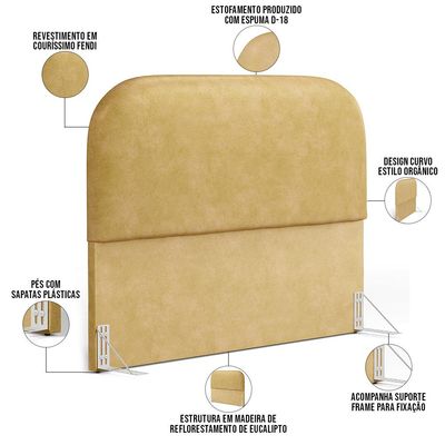 Cabeceira Cama Box Queen 160cm Orgânica Lanna W01 Couríssimo Fendi - Lyam Decor