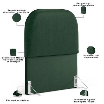 Cabeceira Cama Box 100cm Orgânica Lanna W01 Couríssimo Verde - Lyam Decor