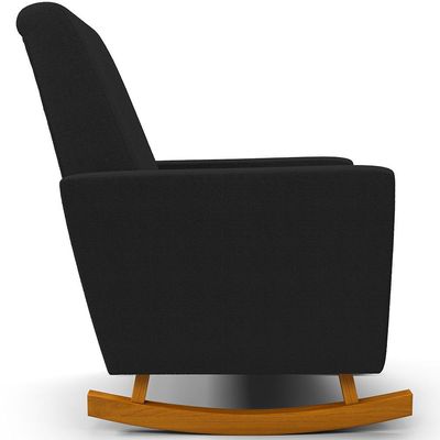 Poltrona de Amamentação com Balanço Ravena W01 Bouclê Preto - Lyam Decor