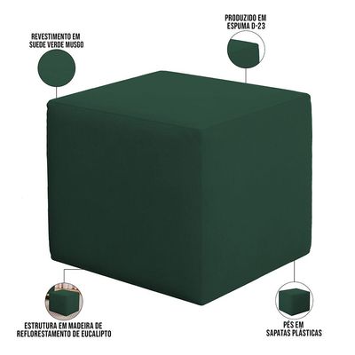 Poltrona de Amamentação com Balanço e Puff Ravena W01 Suede Verde  - Lyam Decor