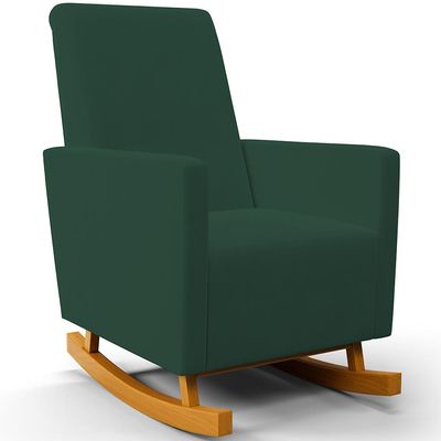 Poltrona de Amamentação com Balanço e Puff Ravena W01 Suede Verde  - Lyam Decor