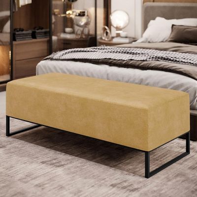 Puff Decorativo Sala de Estar Bali W01 Base Ferro 120x50 cm Couríssimo Fendi - Lyam Decor