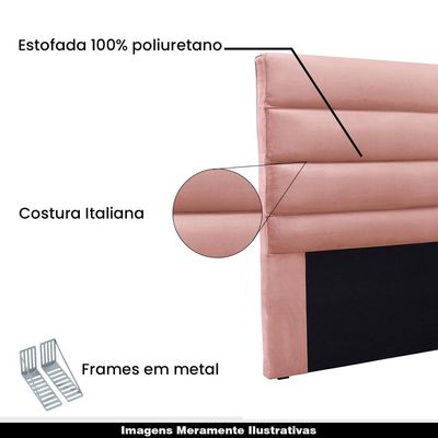 Cabeceira Decorativa Queen Size 1,60M Guess Veludo Rosa - Gran Belo