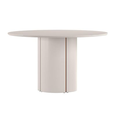 Mesa de Jantar Redonda com Tampo de Vidro Serena Off White 135 cm