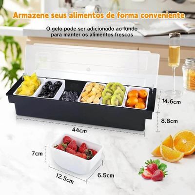 Kit 2 Porta Condimentos Profissional 6 Divisórias Weck Organizador Frutas Especiarias Bar Restaurante