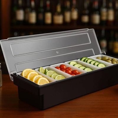 Kit 2 Porta Condimentos Profissional 6 Divisórias Weck Organizador Frutas Especiarias Bar Restaurante