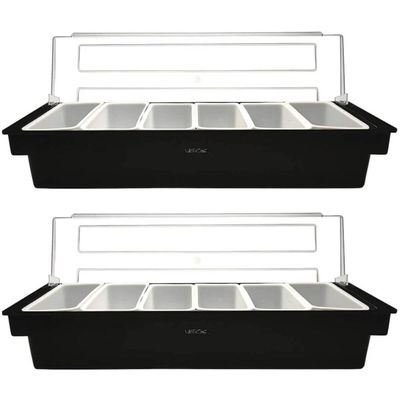 Kit 2 Porta Condimentos Profissional 6 Divisórias Weck Organizador Frutas Especiarias Bar Restaurante