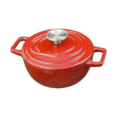 Caçarola de Ferro Fundido Esmaltado Oxford Aroma Vermelha 22cm Para Fogão Indução
