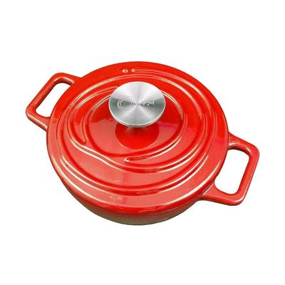 Caçarola de Ferro Fundido Esmaltado Oxford Aroma Vermelha 22cm Para Fogão Indução