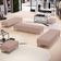 Kit 02 Puffs Decorativo Sala de Estar Bali W01 Pés Palito 210x60cm Linho Rosê - Lyam Decor