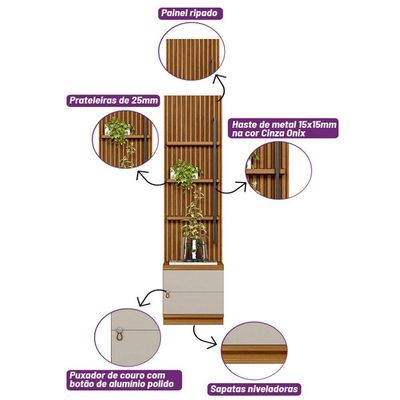 Kit 2 Módulos Laterais Complementares Painel Ripado -offwhite